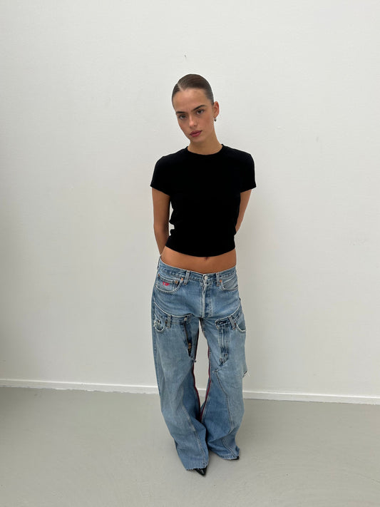 double denim- reworked jeans