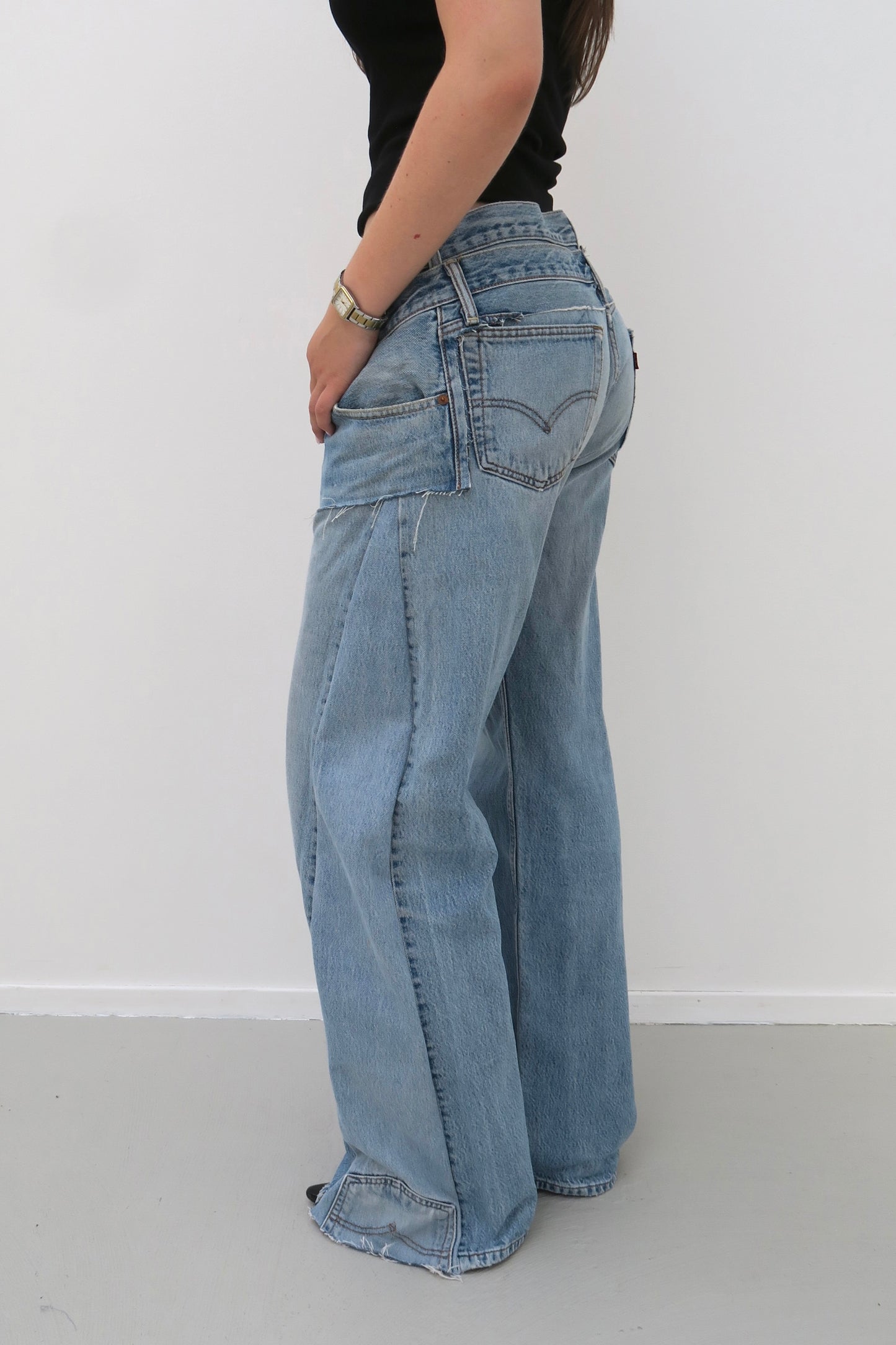 layered - reworked jeans