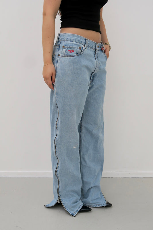 zip seam - reworked jeans