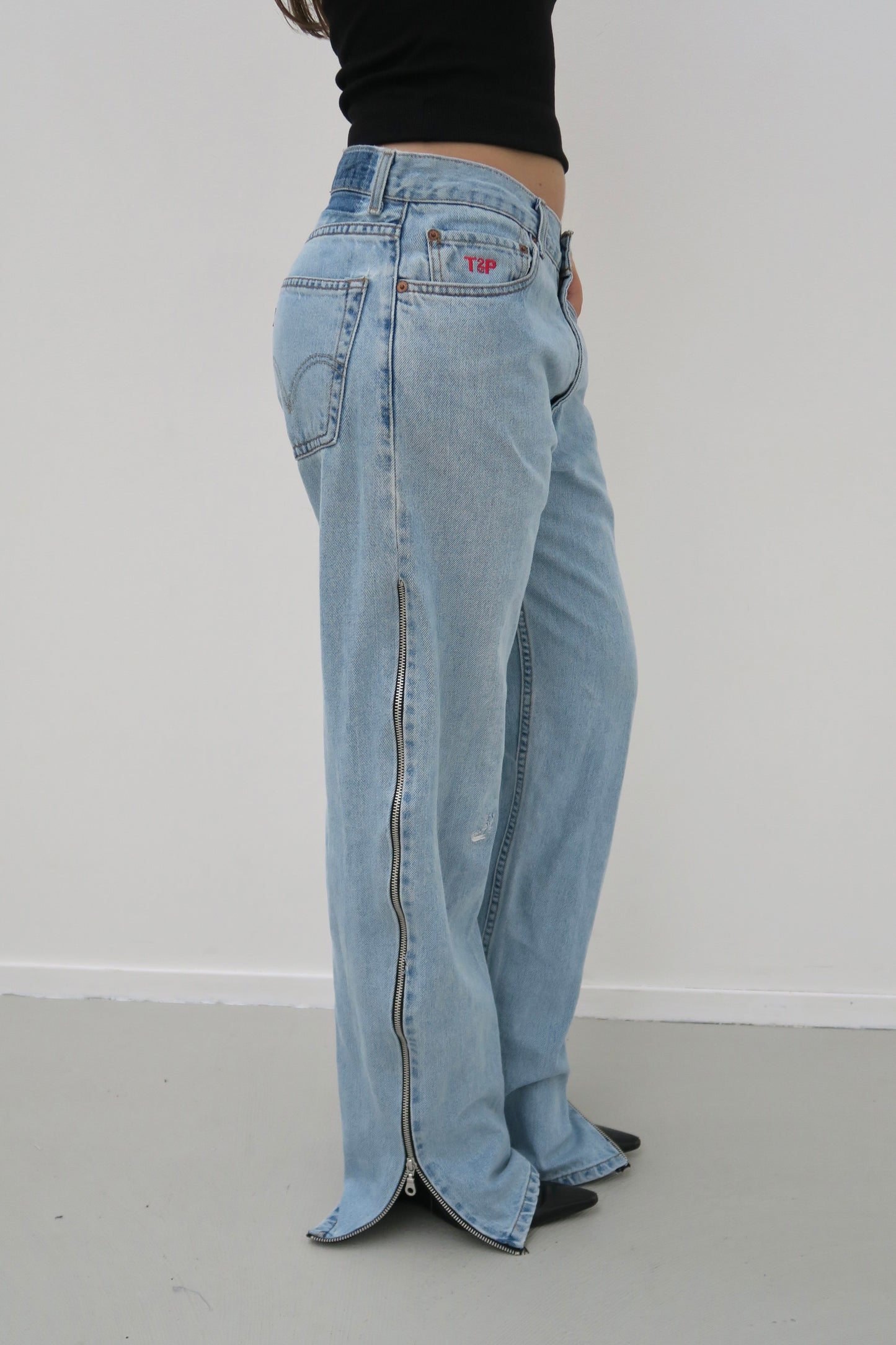 zip seam - reworked jeans