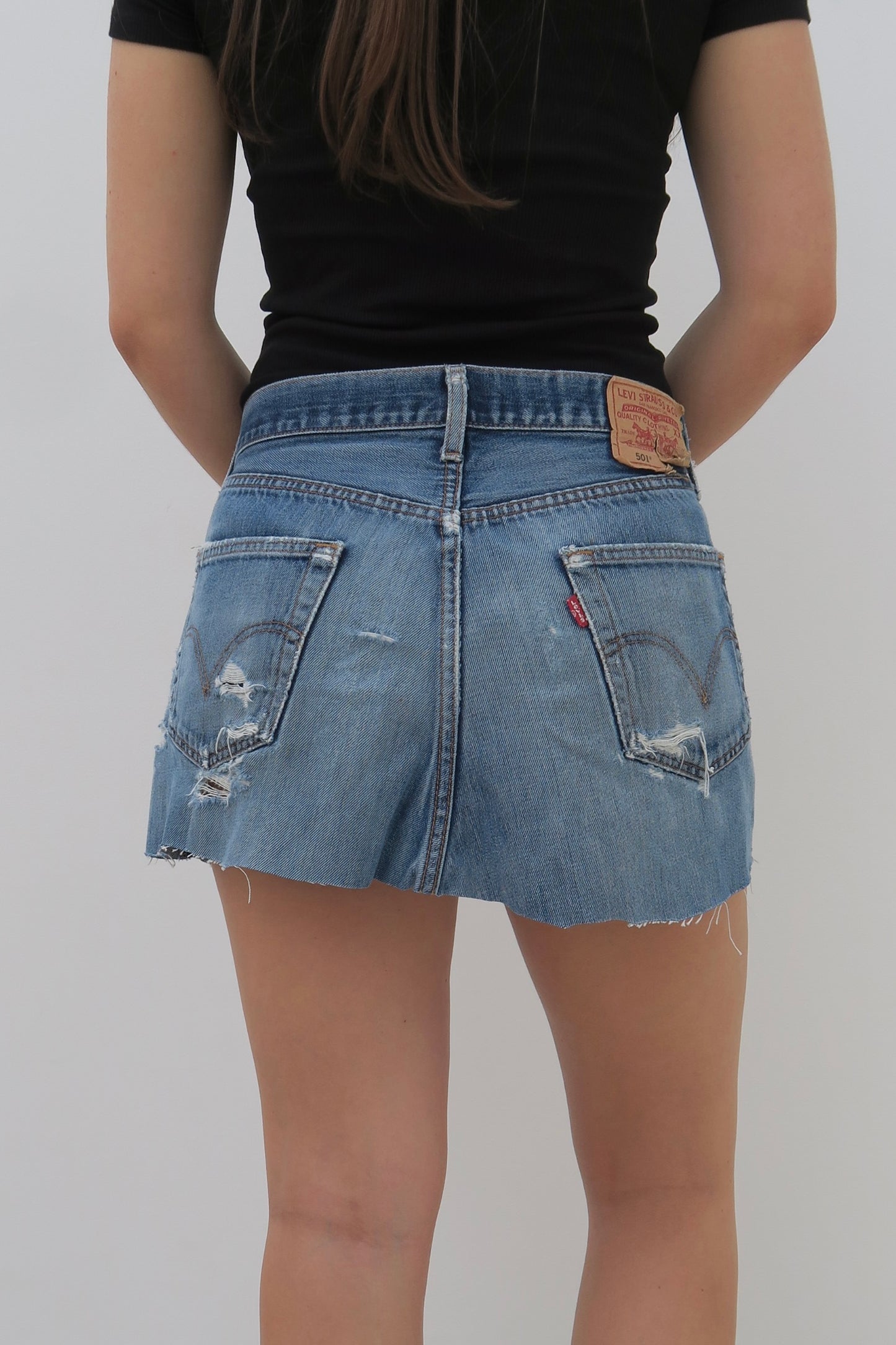 reworked vintage levis skirt