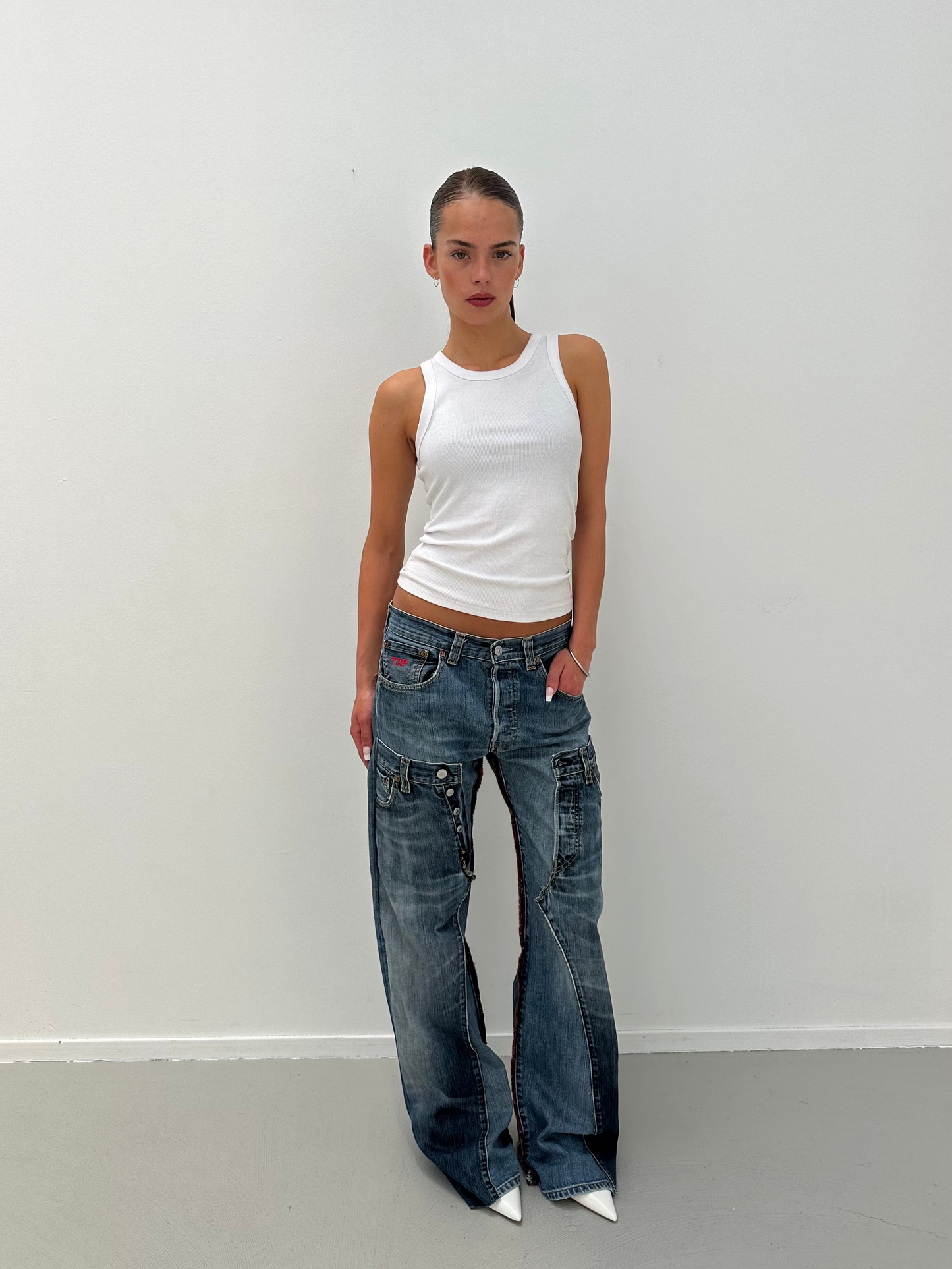 double denim - reworked jeans